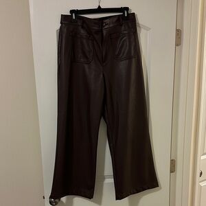 LOFT Chocolate Faux Leather Trousers